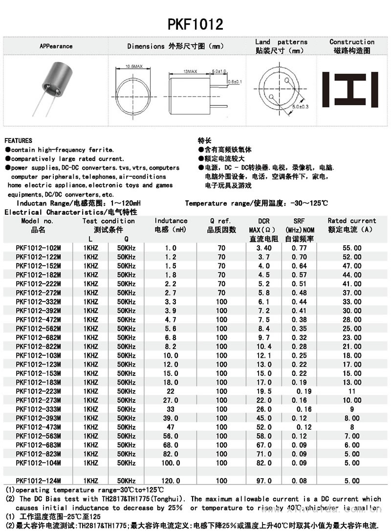 芯瑞達(dá)電子,PKF1012工字電感,工字電感,插件電感,繞線電感